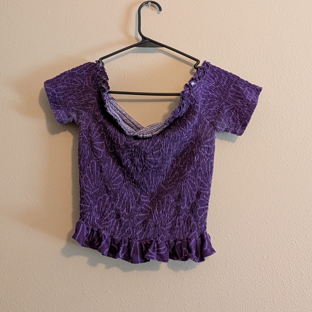 Disney: The Little Mermaid Purple Ruffled Crop Top